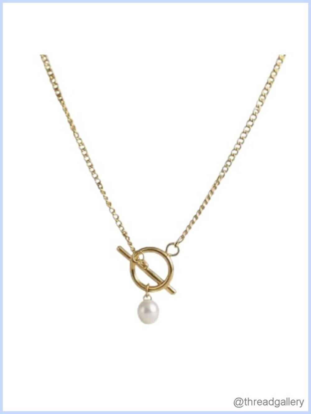 Baroque Freshwater Pearl Pendant Necklace 18K Karat Gold Plated Toggle Chain 23